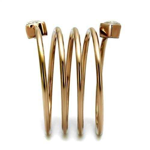 TK2836 - IP Rose Gold(Ion Plating) Stainless Steel Ring with AAA Grade CZ in Clear - Alamode - Flyclothing LLC