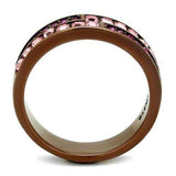 TK2837 - IP Coffee light Stainless Steel Ring with Top Grade Crystal in Multi Color - Alamode - Flyclothing LLC
