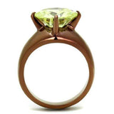 TK2839 - IP Coffee light Stainless Steel Ring with AAA Grade CZ in Apple Green color - Alamode - Flyclothing LLC