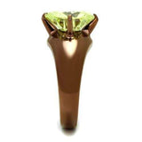 TK2839 - IP Coffee light Stainless Steel Ring with AAA Grade CZ in Apple Green color - Alamode - Flyclothing LLC