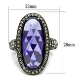 TK2840 - IP Light Black (IP Gun) Stainless Steel Ring with AAA Grade CZ in Tanzanite - Alamode - Flyclothing LLC