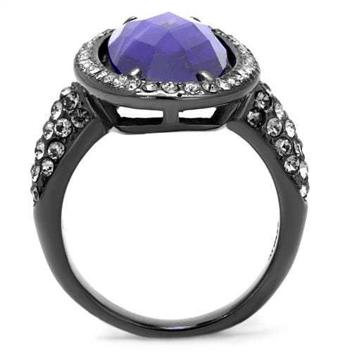 TK2840 - IP Light Black (IP Gun) Stainless Steel Ring with AAA Grade CZ in Tanzanite - Alamode - Flyclothing LLC