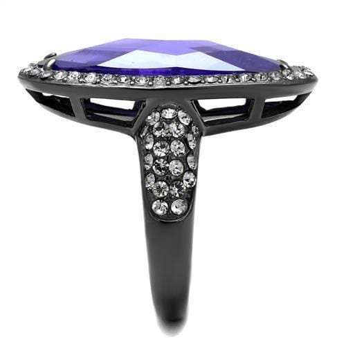 TK2840 - IP Light Black (IP Gun) Stainless Steel Ring with AAA Grade CZ in Tanzanite - Alamode - Flyclothing LLC