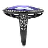 TK2840 - IP Light Black (IP Gun) Stainless Steel Ring with AAA Grade CZ in Tanzanite - Alamode - Flyclothing LLC