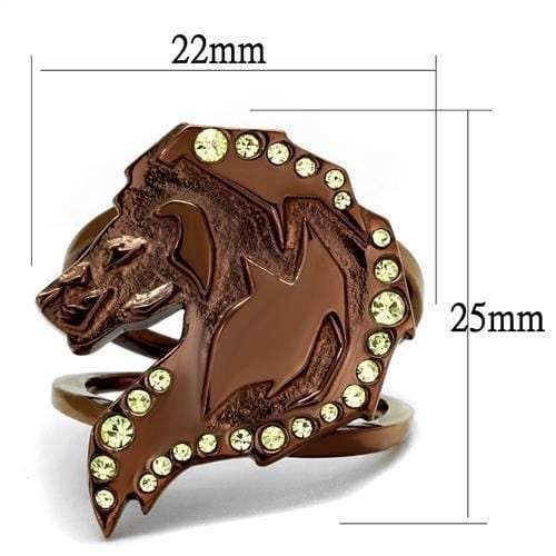 TK2842 - IP Coffee light Stainless Steel Ring with Top Grade Crystal in Citrine Yellow - Alamode - Flyclothing LLC