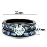 TK2845 - IP Light Black (IP Gun) Stainless Steel Ring with AAA Grade CZ in Clear - Alamode - Flyclothing LLC