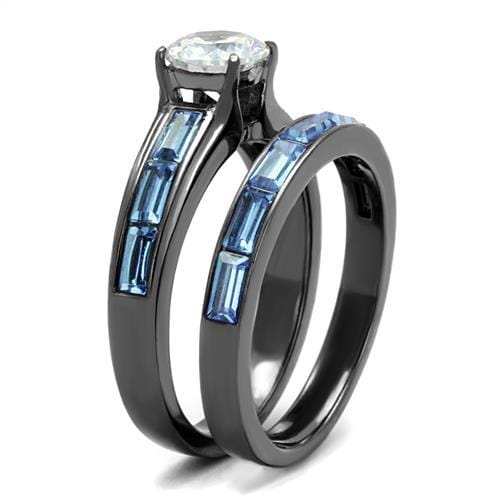 TK2845 - IP Light Black (IP Gun) Stainless Steel Ring with AAA Grade CZ in Clear - Alamode - Flyclothing LLC