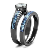 TK2845 - IP Light Black (IP Gun) Stainless Steel Ring with AAA Grade CZ in Clear - Alamode - Flyclothing LLC