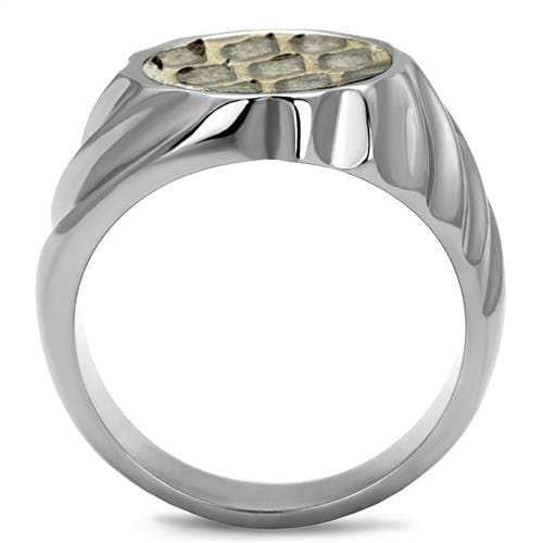 TK2859 - High polished (no plating) Stainless Steel Ring with Leather in Animal pattern - Alamode - Flyclothing LLC