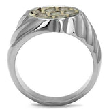 TK2859 - High polished (no plating) Stainless Steel Ring with Leather in Animal pattern - Alamode - Flyclothing LLC