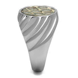 TK2859 - High polished (no plating) Stainless Steel Ring with Leather in Animal pattern - Alamode - Flyclothing LLC