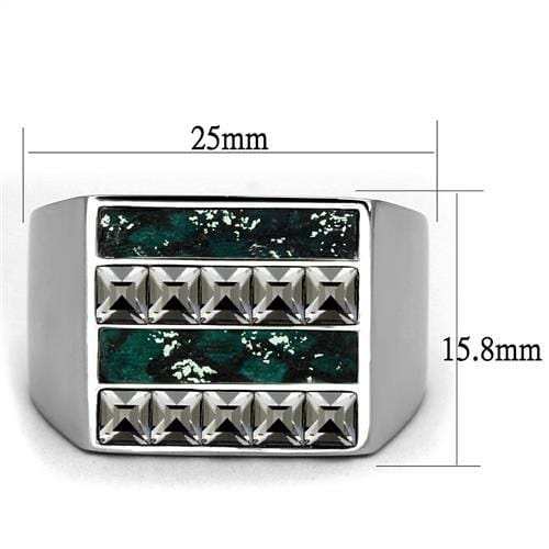 TK2861 - High polished (no plating) Stainless Steel Ring with Leather in Assorted - Alamode - Flyclothing LLC