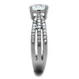 TK2862 - High polished (no plating) Stainless Steel Ring with AAA Grade CZ in Clear - Alamode - Flyclothing LLC
