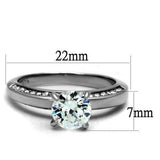 TK2864 - High polished (no plating) Stainless Steel Ring with AAA Grade CZ in Clear - Alamode - Flyclothing LLC