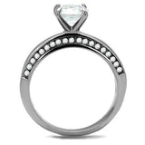 TK2864 - High polished (no plating) Stainless Steel Ring with AAA Grade CZ in Clear - Alamode - Flyclothing LLC