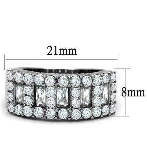 TK2866 - High polished (no plating) Stainless Steel Ring with AAA Grade CZ in Clear - Alamode - Flyclothing LLC