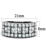 TK2866 - High polished (no plating) Stainless Steel Ring with AAA Grade CZ in Clear - Alamode - Flyclothing LLC