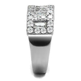 TK2866 - High polished (no plating) Stainless Steel Ring with AAA Grade CZ in Clear - Alamode - Flyclothing LLC