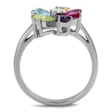TK2867 - High polished (no plating) Stainless Steel Ring with AAA Grade CZ in Multi Color - Alamode - Flyclothing LLC