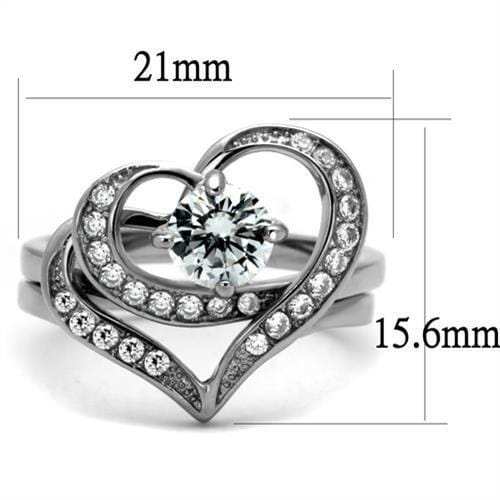 TK2868 - High polished (no plating) Stainless Steel Ring with AAA Grade CZ in Clear - Alamode - Flyclothing LLC