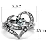 TK2868 - High polished (no plating) Stainless Steel Ring with AAA Grade CZ in Clear - Alamode - Flyclothing LLC
