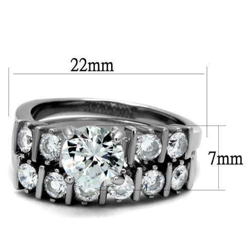 TK2869 - High polished (no plating) Stainless Steel Ring with AAA Grade CZ in Clear - Alamode - Flyclothing LLC