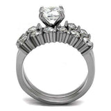 TK2869 - High polished (no plating) Stainless Steel Ring with AAA Grade CZ in Clear - Alamode - Flyclothing LLC