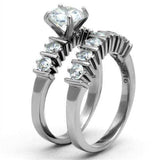 TK2869 - High polished (no plating) Stainless Steel Ring with AAA Grade CZ in Clear - Alamode - Flyclothing LLC