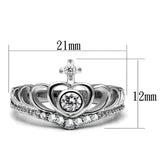 TK2870 - High polished (no plating) Stainless Steel Ring with AAA Grade CZ in Clear - Alamode - Flyclothing LLC