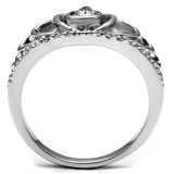 TK2870 - High polished (no plating) Stainless Steel Ring with AAA Grade CZ in Clear - Alamode - Flyclothing LLC