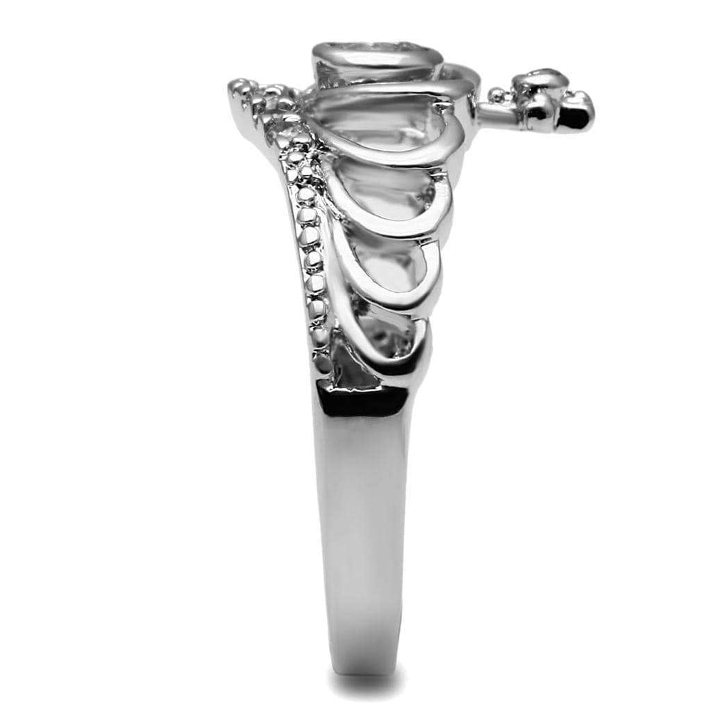 TK2870 - High polished (no plating) Stainless Steel Ring with AAA Grade CZ in Clear - Alamode - Flyclothing LLC