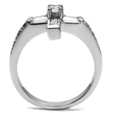 TK2871 - High polished (no plating) Stainless Steel Ring with AAA Grade CZ in Clear - Alamode - Flyclothing LLC