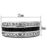 TK2872 - High polished (no plating) Stainless Steel Ring with AAA Grade CZ in Black Diamond - Alamode - Flyclothing LLC