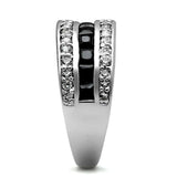 TK2872 - High polished (no plating) Stainless Steel Ring with AAA Grade CZ in Black Diamond - Alamode - Flyclothing LLC