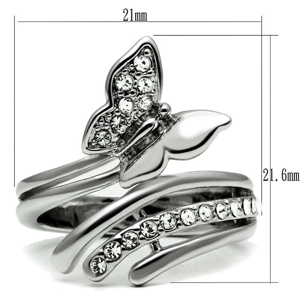 TK2875 - High polished (no plating) Stainless Steel Ring with AAA Grade CZ in Clear - Alamode - Flyclothing LLC