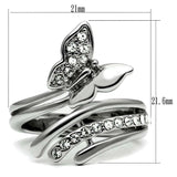 TK2875 - High polished (no plating) Stainless Steel Ring with AAA Grade CZ in Clear - Alamode - Flyclothing LLC