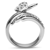 TK2875 - High polished (no plating) Stainless Steel Ring with AAA Grade CZ in Clear - Alamode - Flyclothing LLC