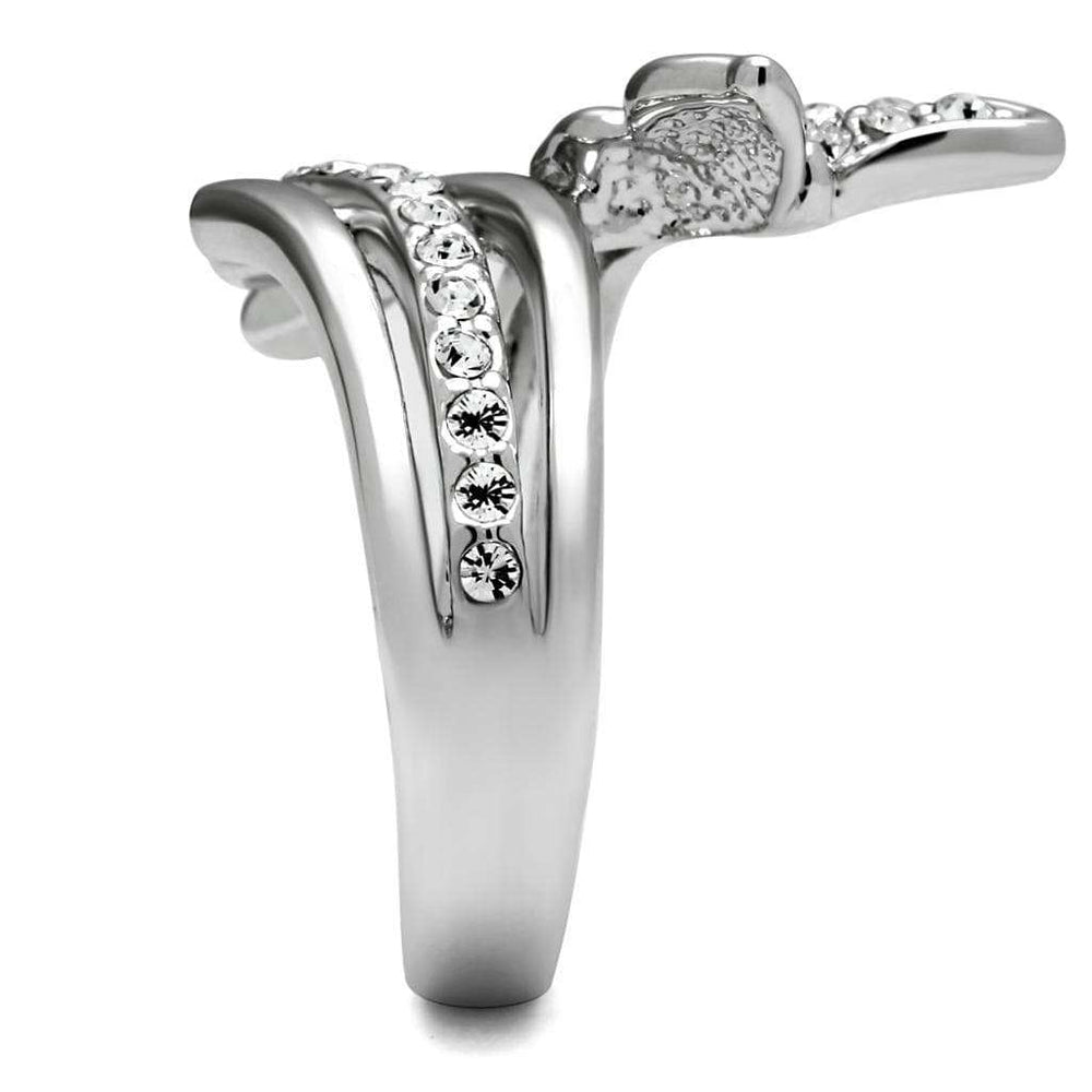 TK2875 - High polished (no plating) Stainless Steel Ring with AAA Grade CZ in Clear - Alamode - Flyclothing LLC