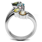 Sigrid Cocktail Ring - Stainless Steel, AAA CZ , Multi Color - TK2876 - Alamode - Flyclothing LLC