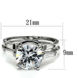 TK2878 - High polished (no plating) Stainless Steel Ring with AAA Grade CZ in Clear - Alamode - Flyclothing LLC