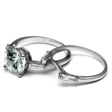 TK2878 - High polished (no plating) Stainless Steel Ring with AAA Grade CZ in Clear - Alamode - Flyclothing LLC