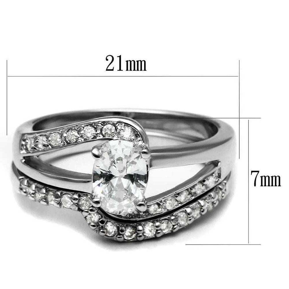 TK2879 - High polished (no plating) Stainless Steel Ring with AAA Grade CZ in Clear - Alamode - Flyclothing LLC