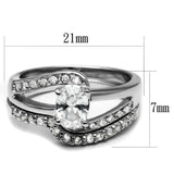 TK2879 - High polished (no plating) Stainless Steel Ring with AAA Grade CZ in Clear - Alamode - Flyclothing LLC