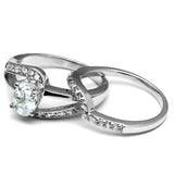 TK2879 - High polished (no plating) Stainless Steel Ring with AAA Grade CZ in Clear - Alamode - Flyclothing LLC