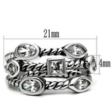 TK2880 - High polished (no plating) Stainless Steel Ring with AAA Grade CZ in Clear - Alamode - Flyclothing LLC