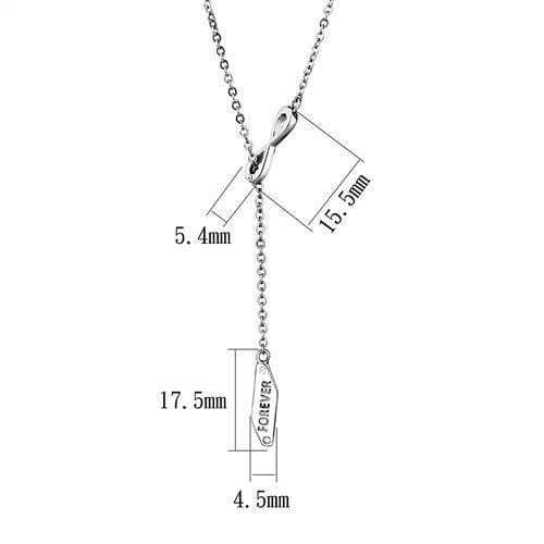 TK2894 - High polished (no plating) Stainless Steel Necklace with Top Grade Crystal in Clear - Alamode - Flyclothing LLC