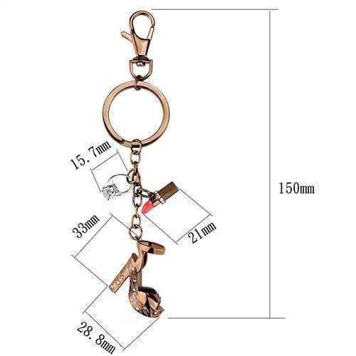 TK2896 - Two Tone IP Light Brown (IP Light coffee) Stainless Steel Key Ring with AAA Grade CZ in Clear - Alamode - Flyclothing LLC