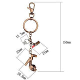TK2896 - Two Tone IP Light Brown (IP Light coffee) Stainless Steel Key Ring with AAA Grade CZ in Clear - Alamode - Flyclothing LLC