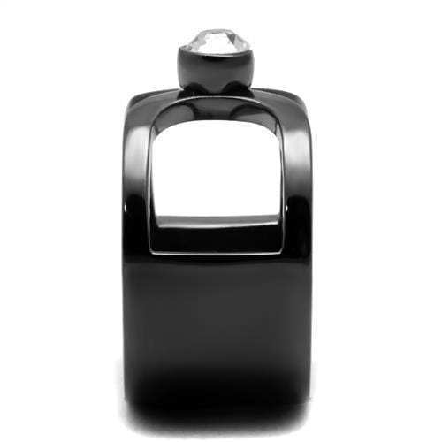 TK2897 - IP Light Black (IP Gun) Stainless Steel Ring with Top Grade Crystal in Clear - Alamode - Flyclothing LLC