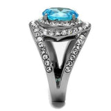 TK2900 - High polished (no plating) Stainless Steel Ring with Synthetic Synthetic Glass in Sea Blue - Alamode - Flyclothing LLC